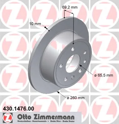 430.1476.00 ZIMMERMANN Тормозной диск (фото 1)