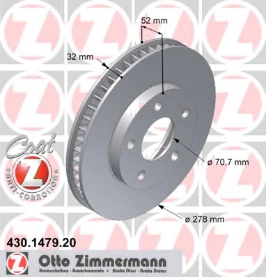430.1479.20 ZIMMERMANN Тормозной диск (фото 1)