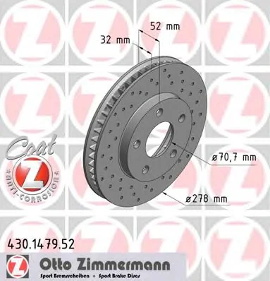 430.1479.52 ZIMMERMANN Тормозной диск (фото 1)