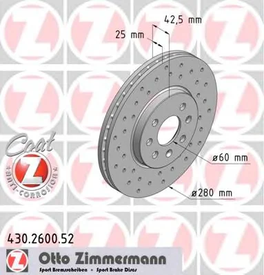 430.2600.52 ZIMMERMANN Тормозной диск (фото 1)