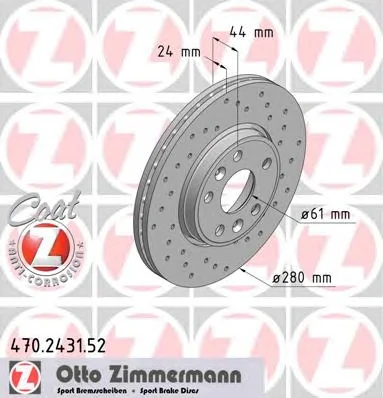 470.2431.52 ZIMMERMANN Тормозной диск (фото 1)