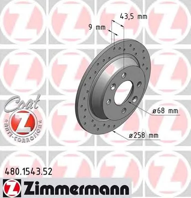 480.1543.52 ZIMMERMANN Тормозной диск (фото 1)