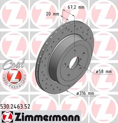 530.2463.52 ZIMMERMANN Тормозной диск (фото 1)