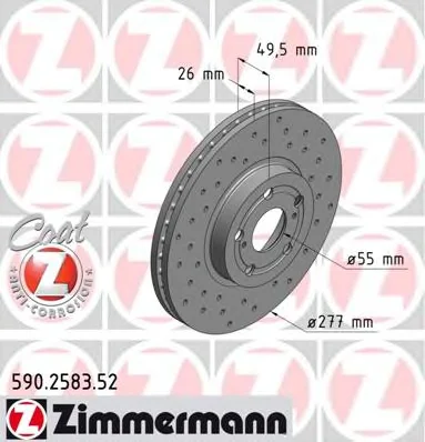 590.2583.52 ZIMMERMANN Тормозной диск (фото 1)