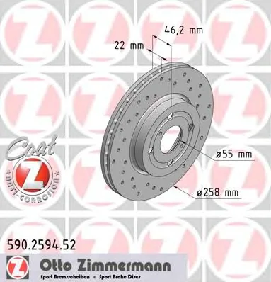 590.2594.52 ZIMMERMANN Тормозной диск (фото 1)