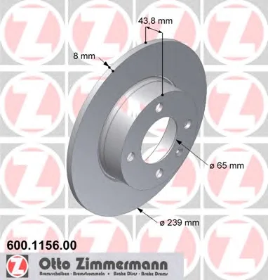 600.1156.00 ZIMMERMANN Тормозной диск (фото 1)