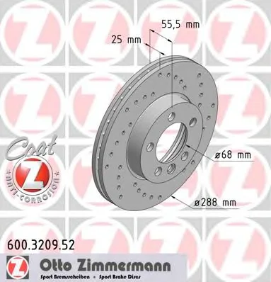 600.3209.52 ZIMMERMANN Тормозной диск (фото 1)