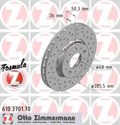 610.3701.70 ZIMMERMANN Тормозной диск (фото 1)