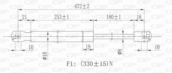 GSR6013.00 OPEN PARTS Газовая пружина, крышка багажник (фото 2)