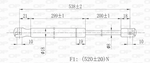 GSR6027.00 OPEN PARTS Газовая пружина, крышка багажник (фото 2)