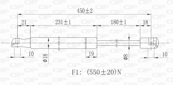 GSR6047.00 OPEN PARTS Газовая пружина, крышка багажник (фото 2)