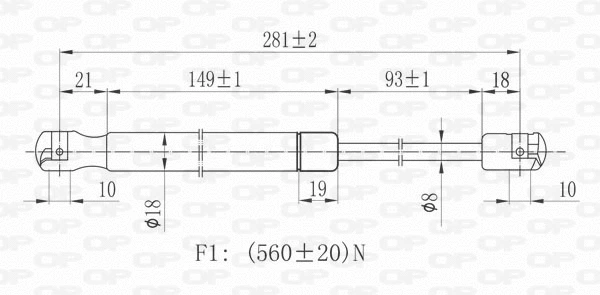 GSR6062.00 OPEN PARTS Газовая пружина, крышка багажник (фото 2)