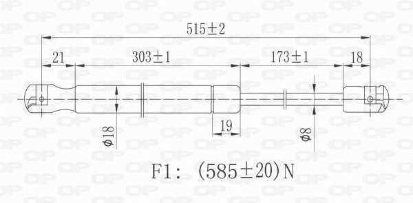 GSR6066.00 OPEN PARTS Газовая пружина, крышка багажник (фото 2)