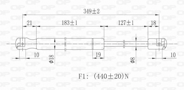 GSR6070.00 OPEN PARTS Газовая пружина, крышка багажник (фото 2)