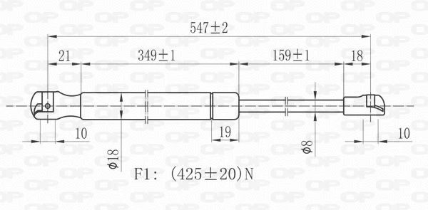 GSR6074.00 OPEN PARTS Газовая пружина, крышка багажник (фото 2)