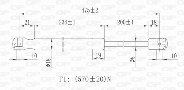 GSR6077.00 OPEN PARTS Газовая пружина, крышка багажник (фото 2)