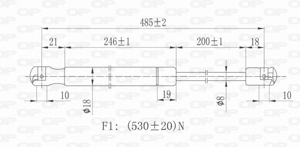 GSR6101.00 OPEN PARTS Газовая пружина, крышка багажник (фото 2)