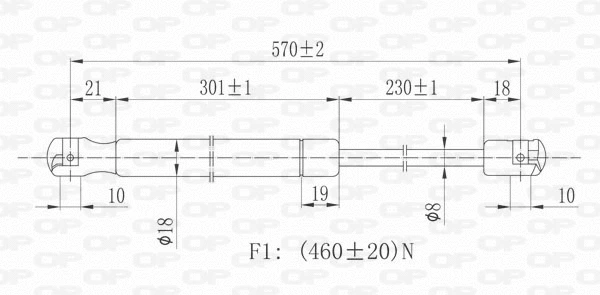 GSR6107.00 OPEN PARTS Газовая пружина, крышка багажник (фото 2)