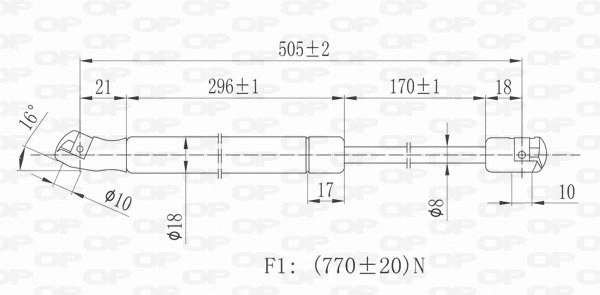 GSR6111.00 OPEN PARTS Газовая пружина, крышка багажник (фото 2)