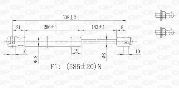 GSR6114.00 OPEN PARTS Газовая пружина, крышка багажник (фото 2)