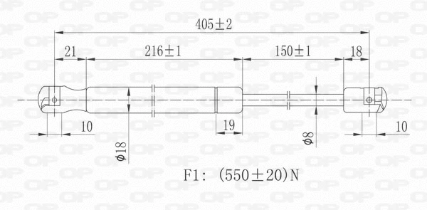 GSR6151.00 OPEN PARTS Газовая пружина, крышка багажник (фото 2)