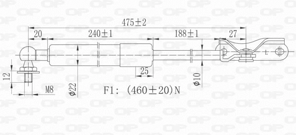 GSR6262.10 OPEN PARTS Газовая пружина, крышка багажник (фото 2)