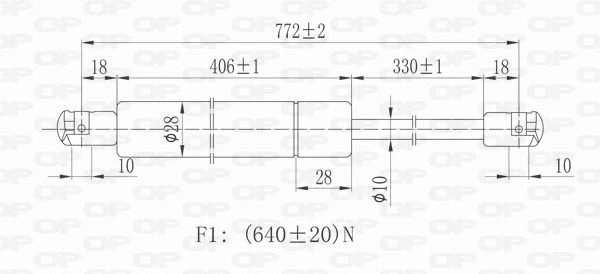 GSR6279.00 OPEN PARTS Газовая пружина, крышка багажник (фото 1)