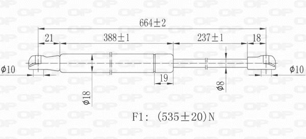 GSR6340.00 OPEN PARTS Газовая пружина, крышка багажник (фото 2)