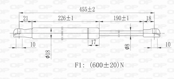 GSR6393.00 OPEN PARTS Газовая пружина, крышка багажник (фото 2)