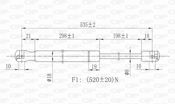 GSR6422.00 OPEN PARTS Газовая пружина, крышка багажник (фото 2)