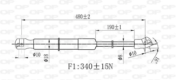 GSR6433.00 OPEN PARTS Газовая пружина, крышка багажник (фото 2)