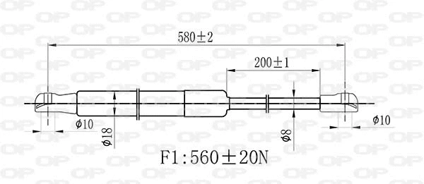 GSR6445.00 OPEN PARTS Газовая пружина, крышка багажник (фото 2)