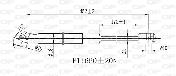 GSR6457.00 OPEN PARTS Газовая пружина, крышка багажник (фото 2)