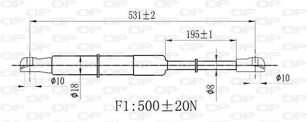 GSR6472.00 OPEN PARTS Газовая пружина, крышка багажник (фото 2)