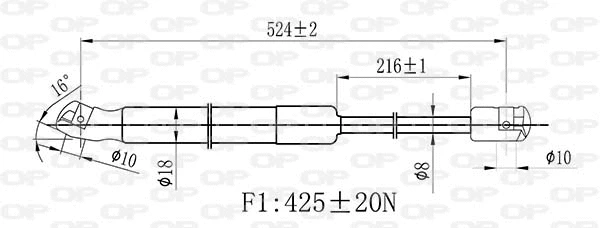 GSR6483.00 OPEN PARTS Газовая пружина, крышка багажник (фото 2)