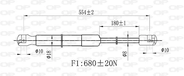 GSR6503.00 OPEN PARTS Газовая пружина, крышка багажник (фото 2)