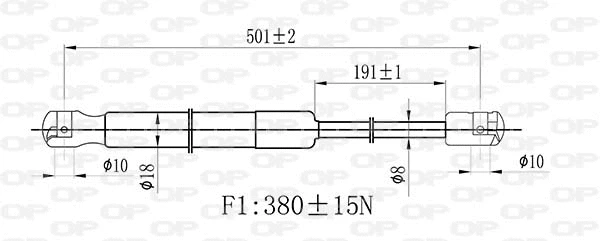 GSR6506.00 OPEN PARTS Газовая пружина, крышка багажник (фото 1)