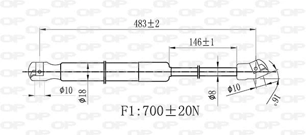 GSR6509.00 OPEN PARTS Газовая пружина, крышка багажник (фото 2)