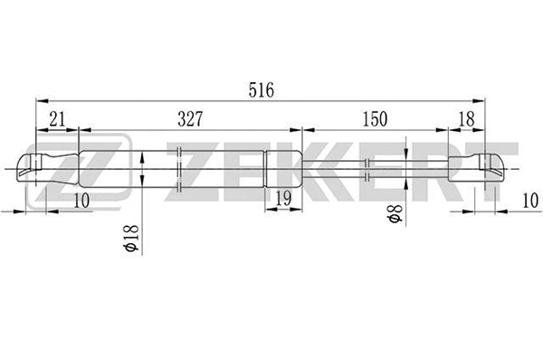 GF-2027 ZEKKERT Газовая пружина, крышка багажник (фото 1)
