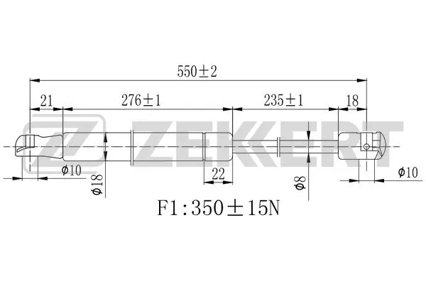 GF-2173 ZEKKERT Газовая пружина, крышка багажник (фото 1)