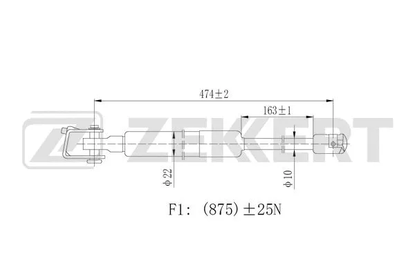 GF-2288 ZEKKERT Газовая пружина, крышка багажник (фото 1)