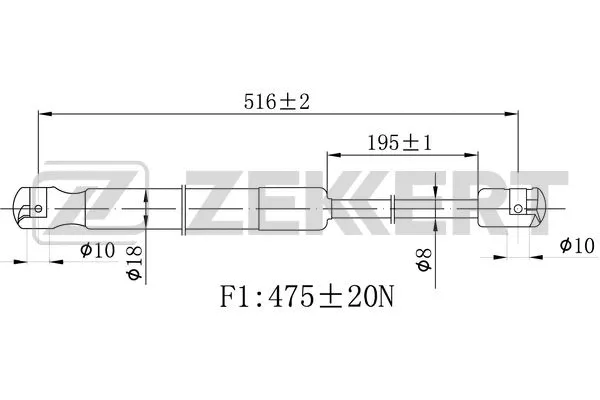 GF-2479 ZEKKERT Газовая пружина, крышка багажник (фото 1)