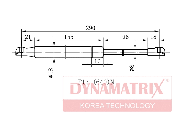 DGS1041VO DYNAMATRIX Газовая пружина, капот (фото 1)