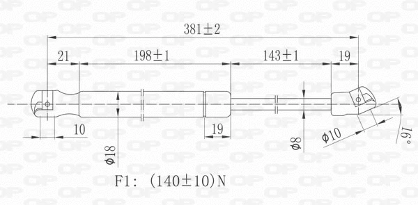 GSR6098.00 OPEN PARTS Газовая пружина, заднее стекло (фото 1)