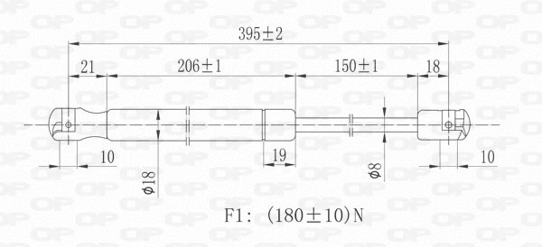 GSR6184.00 OPEN PARTS Газовая пружина, заднее стекло (фото 1)