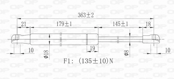 GSR6339.00 OPEN PARTS Газовая пружина, заднее стекло (фото 1)