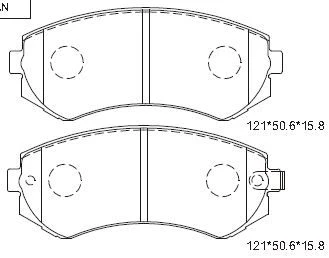 KD1722 ASIMCO Комплект тормозных колодок, дисковый тормоз (фото 2)