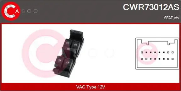 CWR73012AS CASCO Выключатель, стеклолодъемник (фото 1)