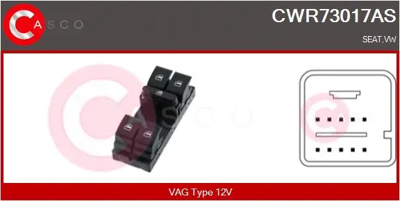 CWR73017AS CASCO Выключатель, стеклолодъемник (фото 1)