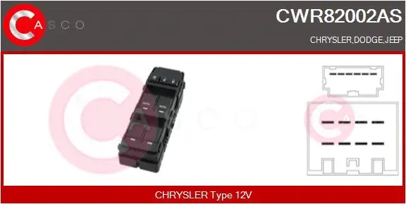 CWR82002AS CASCO Выключатель, стеклолодъемник (фото 1)